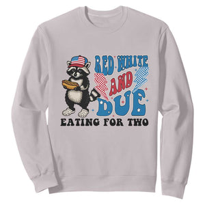 Funny 4th Of July Pregnancy Announcement Racoon Sweatshirt Red White And Due Eating For Two TS11 Ice Gray Print Your Wear
