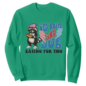 Funny 4th Of July Pregnancy Announcement Racoon Sweatshirt Red White And Due Eating For Two TS11 Irish Green Print Your Wear