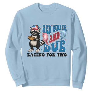Funny 4th Of July Pregnancy Announcement Racoon Sweatshirt Red White And Due Eating For Two TS11 Light Blue Print Your Wear