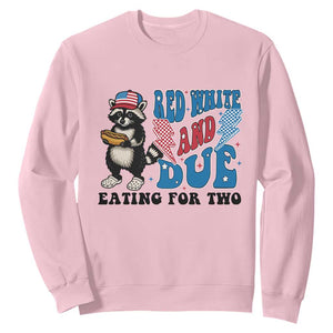 Funny 4th Of July Pregnancy Announcement Racoon Sweatshirt Red White And Due Eating For Two TS11 Light Pink Print Your Wear