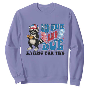 Funny 4th Of July Pregnancy Announcement Racoon Sweatshirt Red White And Due Eating For Two TS11 Violet Print Your Wear