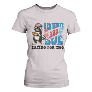 Funny 4th Of July Pregnancy Announcement Racoon T Shirt For Women Red White And Due Eating For Two TS11 Ice Gray Print Your Wear