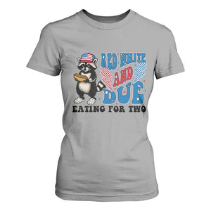 Funny 4th Of July Pregnancy Announcement Racoon T Shirt For Women Red White And Due Eating For Two TS11 Sport Gray Print Your Wear