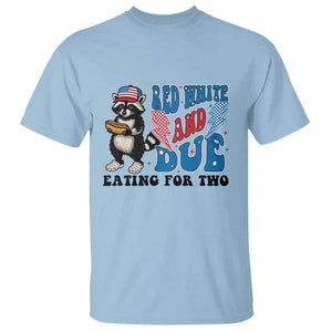 Funny 4th Of July Pregnancy Announcement Racoon T Shirt Red White And Due Eating For Two TS11 Light Blue Print Your Wear