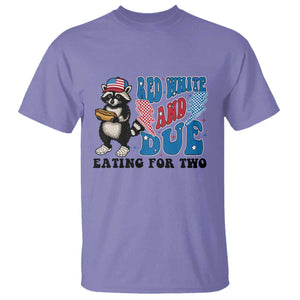 Funny 4th Of July Pregnancy Announcement Racoon T Shirt Red White And Due Eating For Two TS11 Violet Print Your Wear