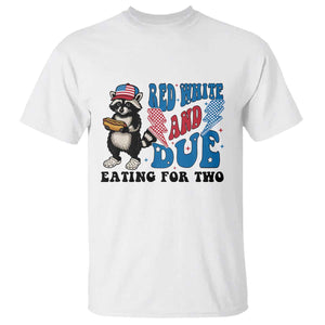 Funny 4th Of July Pregnancy Announcement Racoon T Shirt Red White And Due Eating For Two TS11 White Print Your Wear