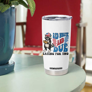 Funny 4th Of July Pregnancy Announcement Racoon Tumbler Cup Red White And Due Eating For Two TS11 Print Your Wear