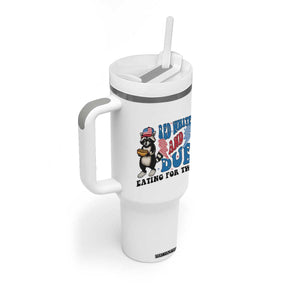 Funny 4th Of July Pregnancy Announcement Racoon Tumbler With Handle Red White And Due Eating For Two TS11 Print Your Wear