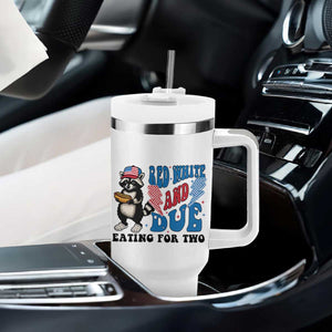 Funny 4th Of July Pregnancy Announcement Racoon Tumbler With Handle Red White And Due Eating For Two TS11 Print Your Wear