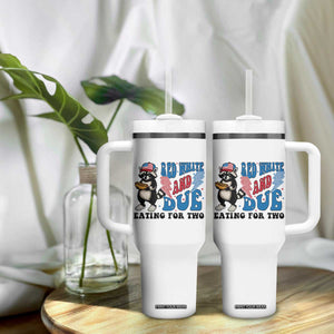 Funny 4th Of July Pregnancy Announcement Racoon Tumbler With Handle Red White And Due Eating For Two TS11 Print Your Wear