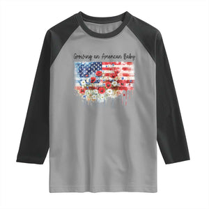 Funny 4th Of July Pregnancy Announcement Raglan Shirt Growing An American Baby USA Flag TS11 Sport Gray Black Print Your Wear