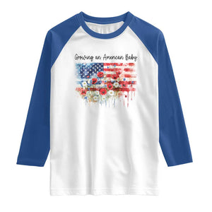 Funny 4th Of July Pregnancy Announcement Raglan Shirt Growing An American Baby USA Flag TS11 White Royal Print Your Wear