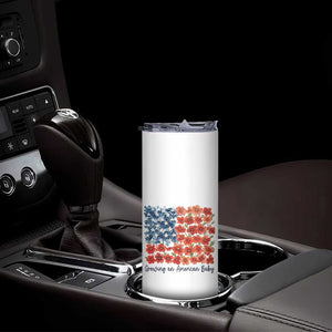 Funny 4th Of July Pregnancy Announcement Skinny Tumbler Growing An American Baby USA Flag Flowers TS11 Print Your Wear