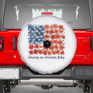 Funny 4th Of July Pregnancy Announcement Spare Tire Cover Growing An American Baby USA Flag Flowers TS11 White Print Your Wear