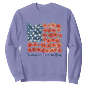 Funny 4th Of July Pregnancy Announcement Sweatshirt Growing An American Baby USA Flag Flowers TS11 Violet Print Your Wear