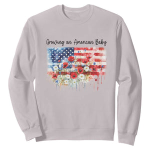 Funny 4th Of July Pregnancy Announcement Sweatshirt Growing An American Baby USA Flag TS11 Ice Gray Print Your Wear