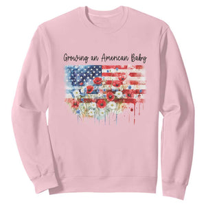 Funny 4th Of July Pregnancy Announcement Sweatshirt Growing An American Baby USA Flag TS11 Light Pink Print Your Wear