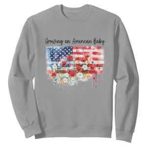 Funny 4th Of July Pregnancy Announcement Sweatshirt Growing An American Baby USA Flag TS11 Sport Gray Print Your Wear
