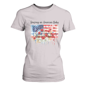 Funny 4th Of July Pregnancy Announcement T Shirt For Women Growing An American Baby USA Flag TS11 Ice Gray Print Your Wear