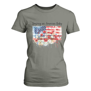 Funny 4th Of July Pregnancy Announcement T Shirt For Women Growing An American Baby USA Flag TS11 Military Green Print Your Wear