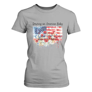 Funny 4th Of July Pregnancy Announcement T Shirt For Women Growing An American Baby USA Flag TS11 Sport Gray Print Your Wear