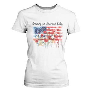 Funny 4th Of July Pregnancy Announcement T Shirt For Women Growing An American Baby USA Flag TS11 White Print Your Wear