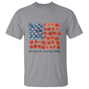Funny 4th Of July Pregnancy Announcement T Shirt Growing An American Baby USA Flag Flowers TS11 Sport Gray Print Your Wear
