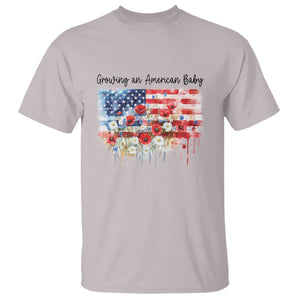 Funny 4th Of July Pregnancy Announcement T Shirt Growing An American Baby USA Flag TS11 Ice Gray Print Your Wear