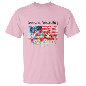 Funny 4th Of July Pregnancy Announcement T Shirt Growing An American Baby USA Flag TS11 Light Pink Print Your Wear