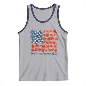 Funny 4th Of July Pregnancy Announcement Tank Top Growing An American Baby USA Flag Flowers TS11 Athletic Heather Navy Print Your Wear