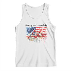 Funny 4th Of July Pregnancy Announcement Tank Top Growing An American Baby USA Flag TS11 White Print Your Wear
