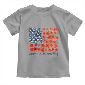 Funny 4th Of July Pregnancy Announcement Toddler T Shirt Growing An American Baby USA Flag Flowers TS11 Sport Gray Print Your Wear