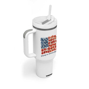 Funny 4th Of July Pregnancy Announcement Tumbler With Handle Growing An American Baby USA Flag Flowers TS11 Print Your Wear