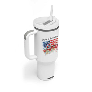 Funny 4th Of July Pregnancy Announcement Tumbler With Handle Growing An American Baby USA Flag TS11 Print Your Wear
