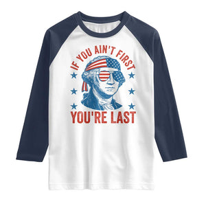 Funny 4th Of July Raglan Shirt George Washington Stay Strapped Or Get Clapped TS10 White Navy Print Your Wear