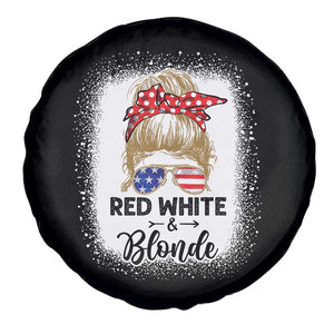 Funny 4th Of July Red White And Blonde Spare Tire Cover Messy Bun Girl American Flag Sunglasses TS11 Print Your Wear