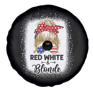 Funny 4th Of July Red White And Blonde Spare Tire Cover Messy Bun Girl American Flag Sunglasses TS11 Print Your Wear