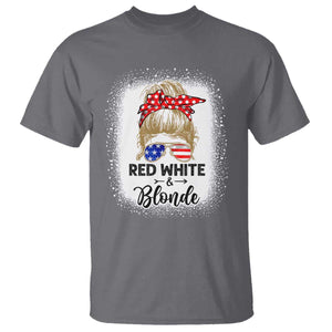 Funny 4th Of July Red White And Blonde T Shirt Messy Bun Girl American Flag Sunglasses TS11 Charcoal Print Your Wear