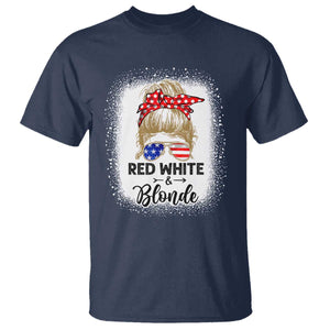 Funny 4th Of July Red White And Blonde T Shirt Messy Bun Girl American Flag Sunglasses TS11 Navy Print Your Wear