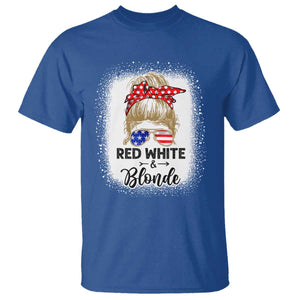 Funny 4th Of July Red White And Blonde T Shirt Messy Bun Girl American Flag Sunglasses TS11 Royal Blue Print Your Wear