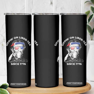 Funny 4th Of July Skinny Tumbler Sippin On Liber Tea Liberty Abe Lincoln 1776 USA Flag TS10 Print Your Wear