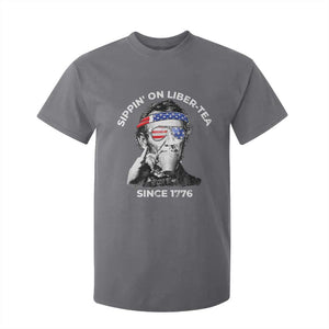 Funny 4th Of July T Shirt For Kid Sippin On Liber Tea Liberty Abe Lincoln 1776 USA Flag TS10 Charcoal Print Your Wear