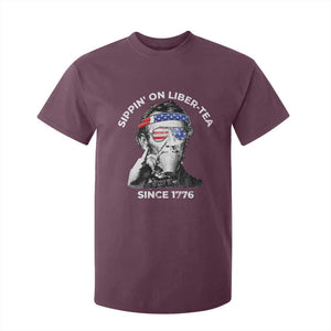 Funny 4th Of July T Shirt For Kid Sippin On Liber Tea Liberty Abe Lincoln 1776 USA Flag TS10 Maroon Print Your Wear