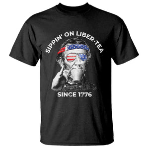 Funny 4th Of July T Shirt Sippin On Liber Tea Liberty Abe Lincoln 1776 USA Flag TS10 Black Print Your Wear