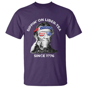 Funny 4th Of July T Shirt Sippin On Liber Tea Liberty Abe Lincoln 1776 USA Flag TS10 Purple Print Your Wear