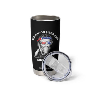 Funny 4th Of July Tumbler Cup Sippin On Liber Tea Liberty Abe Lincoln 1776 USA Flag TS10 Print Your Wear