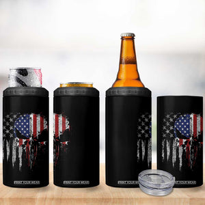Funny 4th Of July Vintage American Flag Skull Skeleton 4 in 1 Can Cooler Tumbler TS11 Print Your Wear