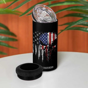 Funny 4th Of July Vintage American Flag Skull Skeleton 4 in 1 Can Cooler Tumbler TS11 Print Your Wear