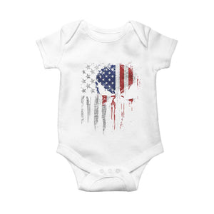 Funny 4th Of July Vintage American Flag Skull Skeleton Baby Onesie TS11 White Print Your Wear