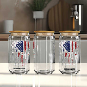 Funny 4th Of July Vintage American Flag Skull Skeleton Glass Can TS11 Print Your Wear